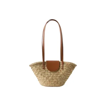 ZARA Wheat Straw Combined With Polyurethane One Shoulder Handbags Regular Women's Light Beige Yellow