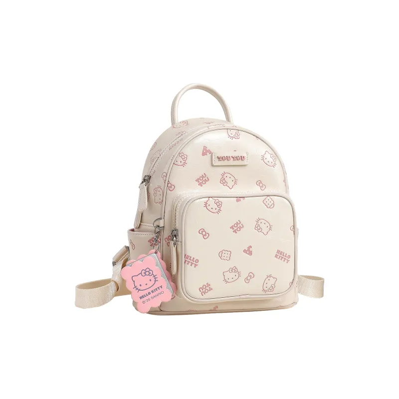 TOUTOU Hello Kitty Collaboration Hello Kitty Synthetic Leather Backpack Women's Cream White/Strawberry Pink-4