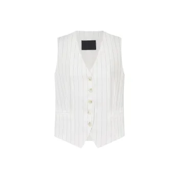 MO&CO Vests Women's White Black Stripes