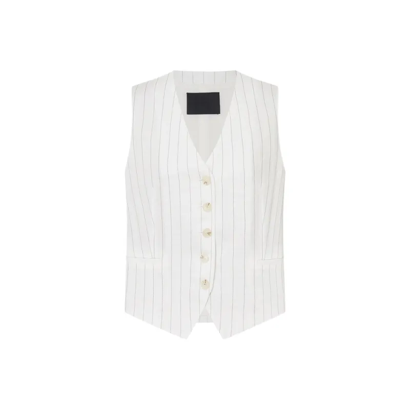 MO&CO Vests Women's White Black Stripes-0