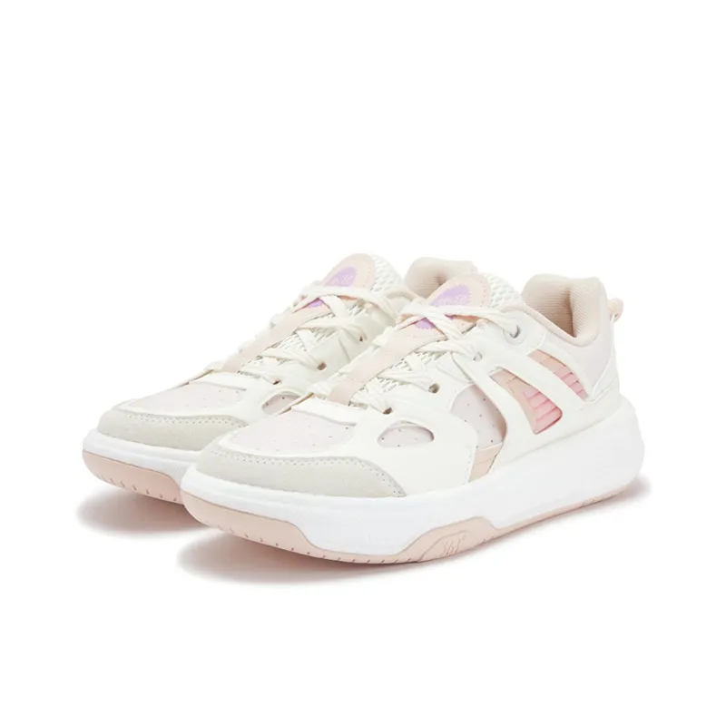 361° Rowing Boat Anti Slip Wear Resistant Low Top Skateboard Shoes Women's White Pink-2