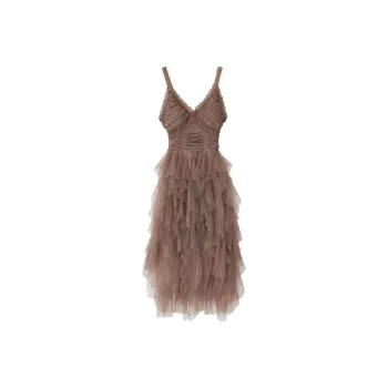 Mu Xiao Xin Slip Dresses Women's Coffee
