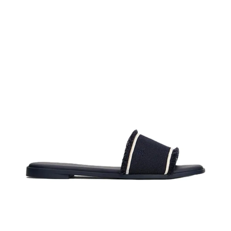 Tommy Hilfiger TH Monogram Rubber Sole Abrasion Resistant Slide Slippers Women's Dark Blue-1