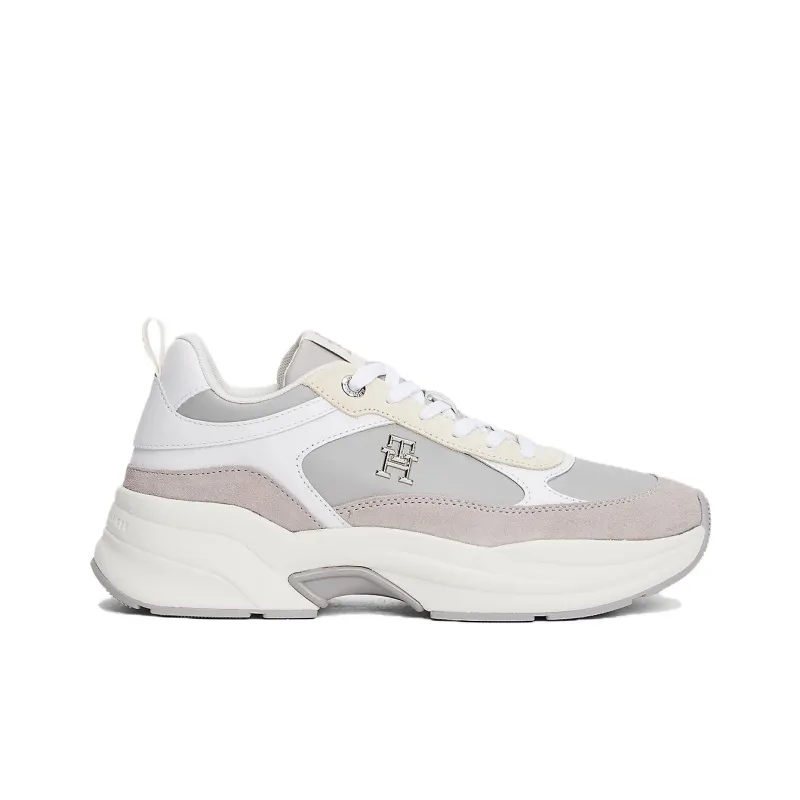 Tommy Hilfiger TH Monogram Low Top Casual Shoes Women's White Gray-1