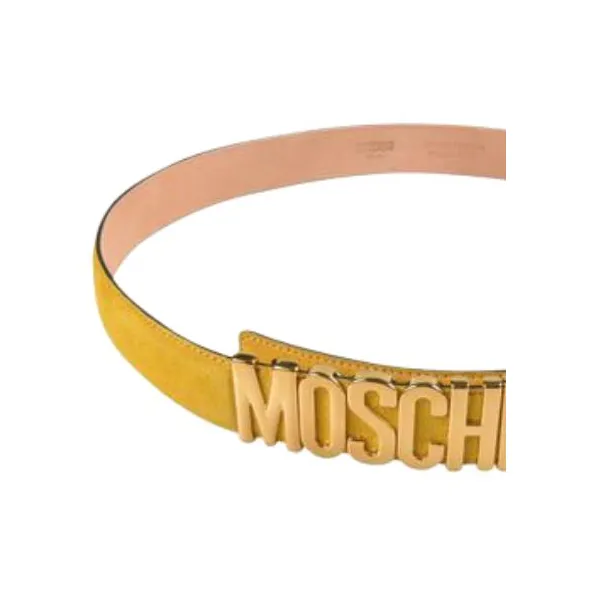 MOSCHINO Calfskin Leather Belts Women's Yellow Width 4.5CM-2