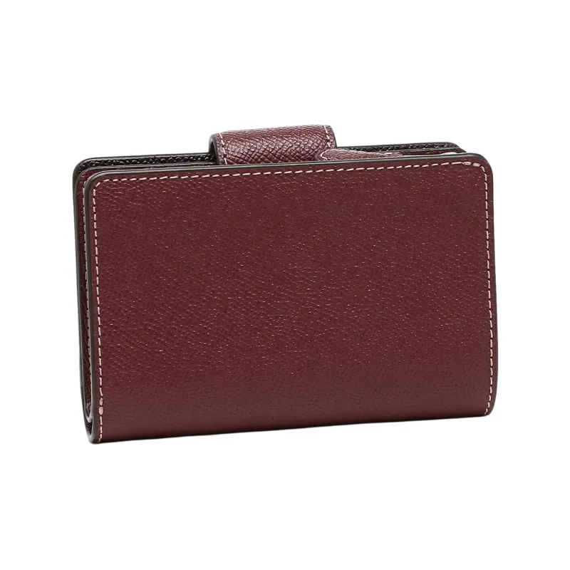 COACH Bifold Leather Wallet Mini Women's Burgundy-2