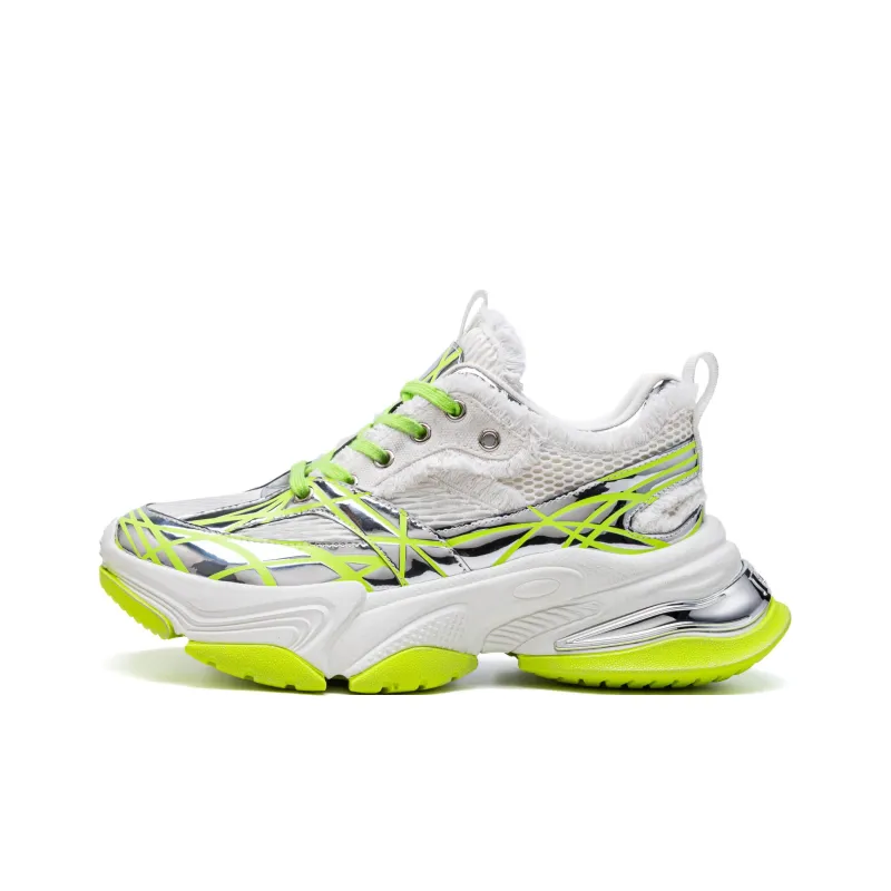 LINGMO Slip Resistant, Abrasion Resistant, Breathable, Height Increasing Low Top Chunky Sneakers Unisex White-14