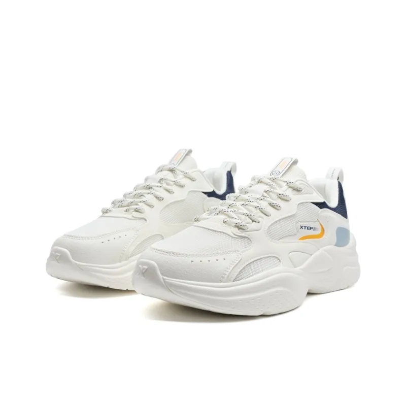 XTEP Cushioning Lightweight Low Top Chunky Sneakers Men's White Blue Orange-2