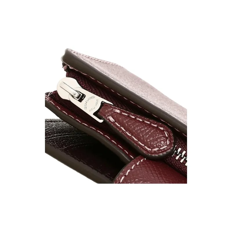 COACH Bifold Leather Wallet Mini Women's Burgundy-7