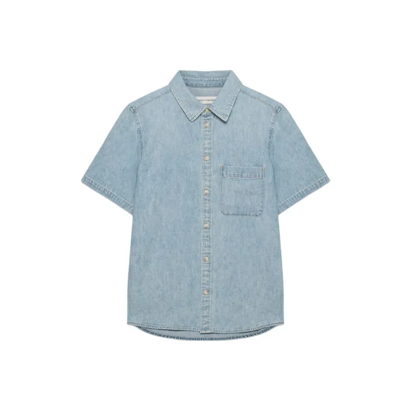 ARITZIA SS25 Denim Forum The '90s Vintage Shortsleeve Denim Shirt Women's-0