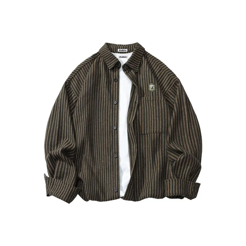 BRUMAIRE Shirt Coat Unisex Black White Stripes-5