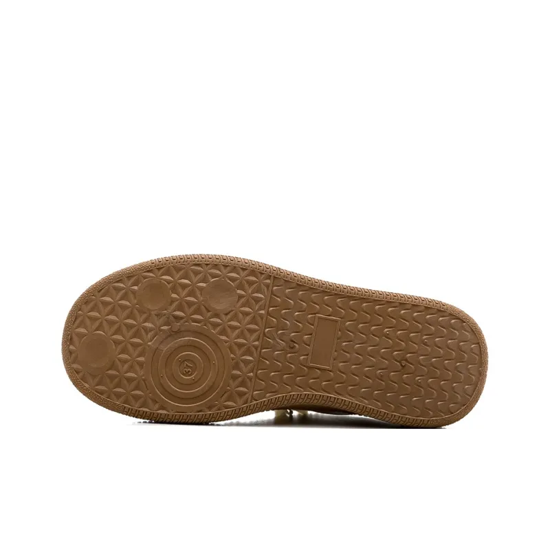 HUANQIU Rubber Sole Leather Patchwork Quiet Abrasion Resistant Slip Resistant Closed Toe Slippers Women's Yellow-4