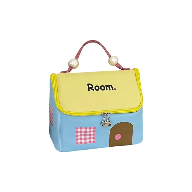 LIANXIANGKE Little House Dopamine Dressing Makeup Bags Large Capacity Partitioned Multi Layer Portable-2