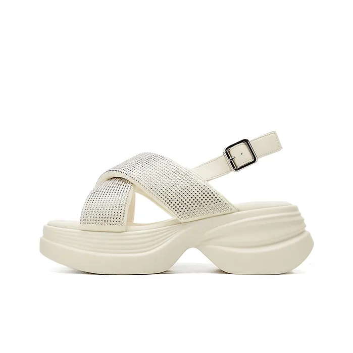 DAPHNE Beach Sandals Women's Black, Beige-3