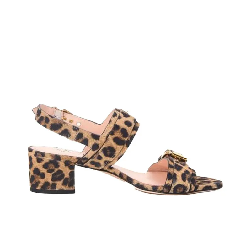 AGL One Strap Sandals 4.5cm Women's Brown Black-1