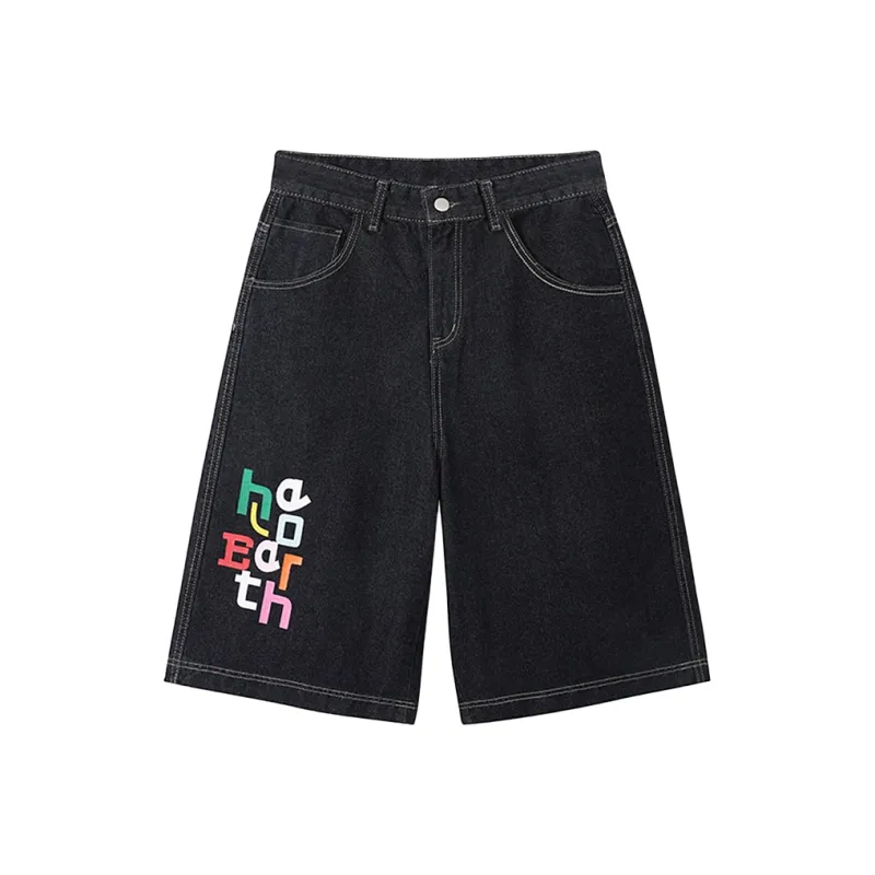 T IRA Denim Shorts Unisex Dark Blue All Over Print-1