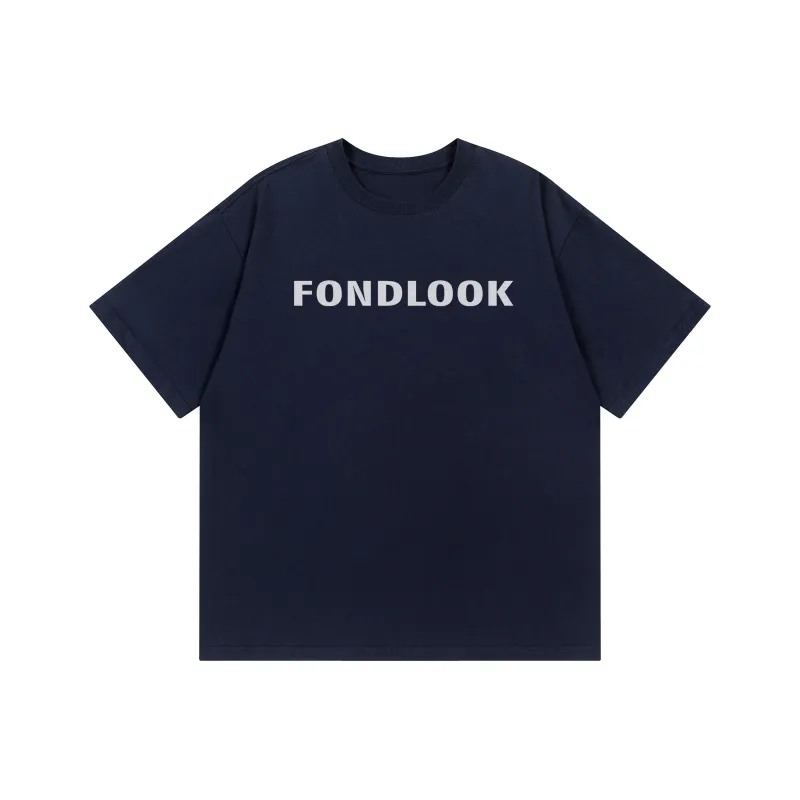 FONDLOOK T Shirts Unisex Navy Blue-1