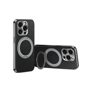 Record Star Leather Material Rotating Stand, Electroplated ToGo Phone Cases Compatibility IPhone16ProMa Business Formal