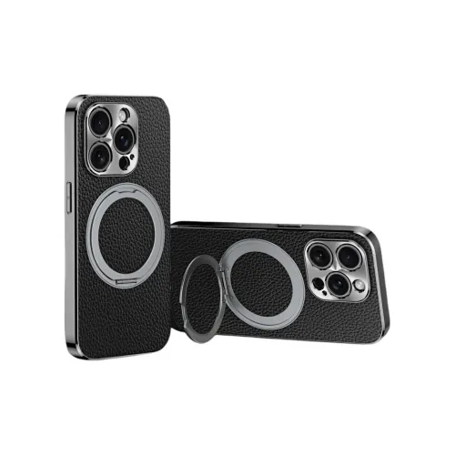 Record Star Leather Material Rotating Stand, Electroplated ToGo Phone Cases Compatibility IPhone16ProMa Business Formal