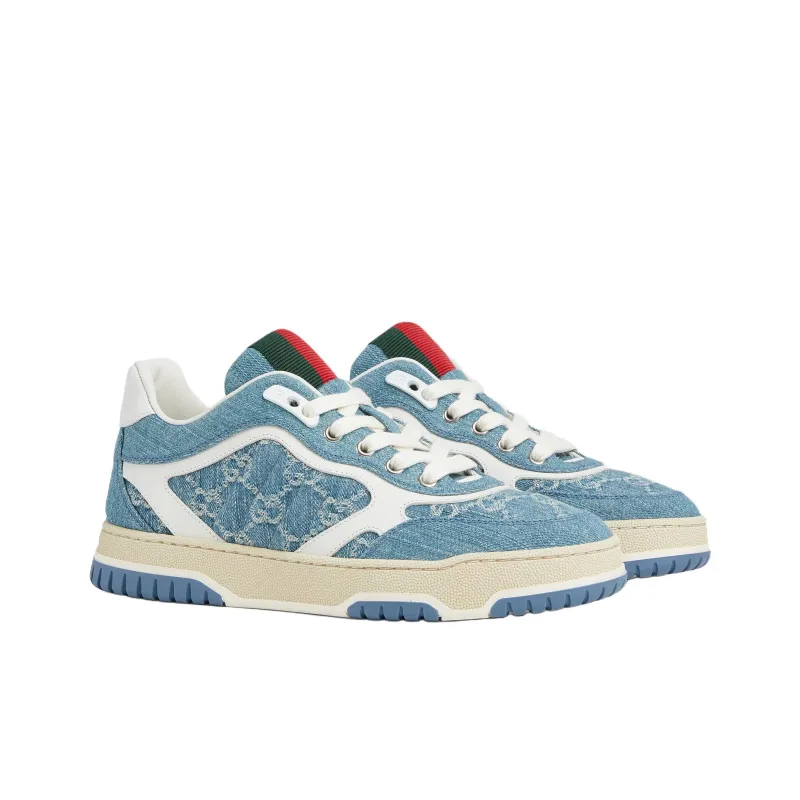 GUCCI Re Web Low Top Skateboard Shoes Women's Blue-2