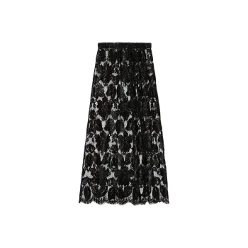 GUCCI Crystal embellished Floral lace Skirt