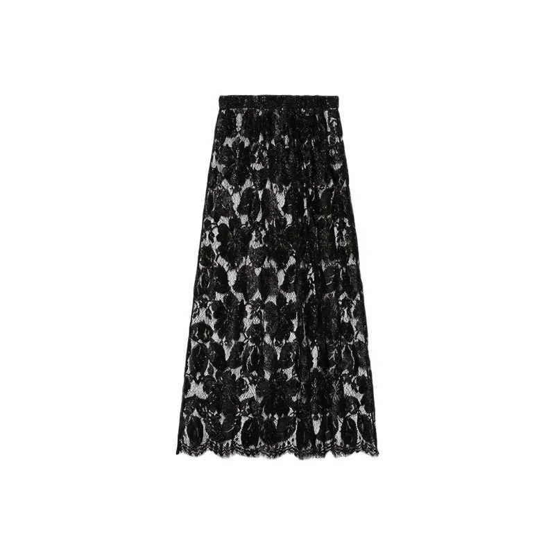 GUCCI Crystal embellished Floral lace Skirt-0