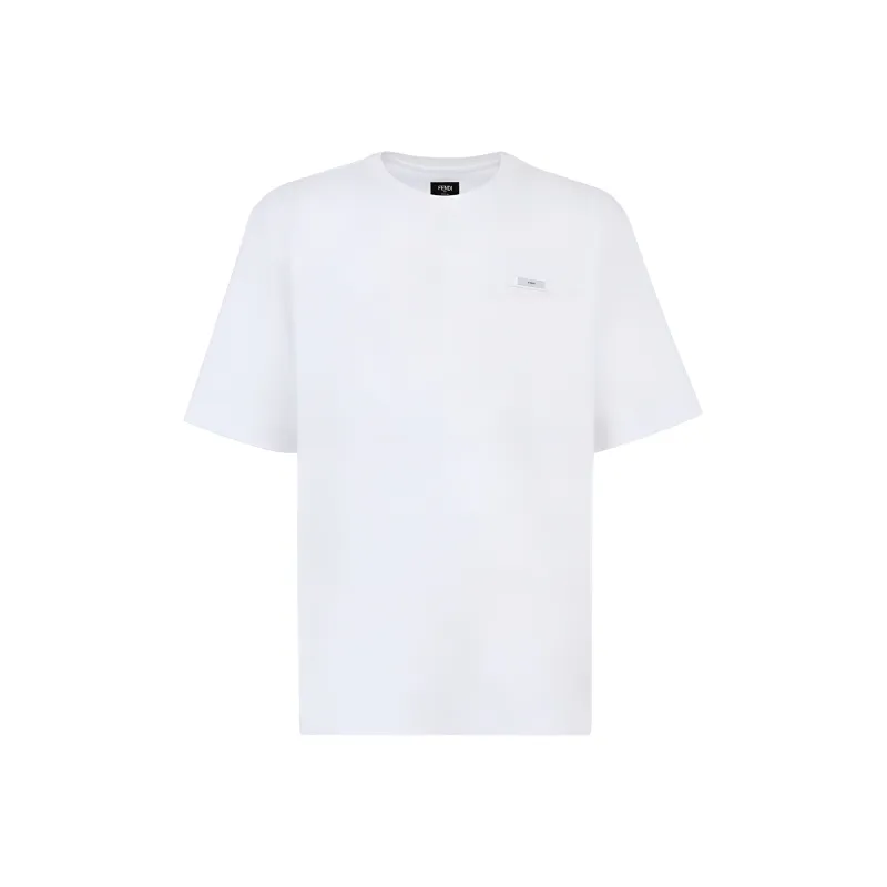 FENDI Pullover Crew Neck Casual Short Sleeved T Shirt Men's White-0