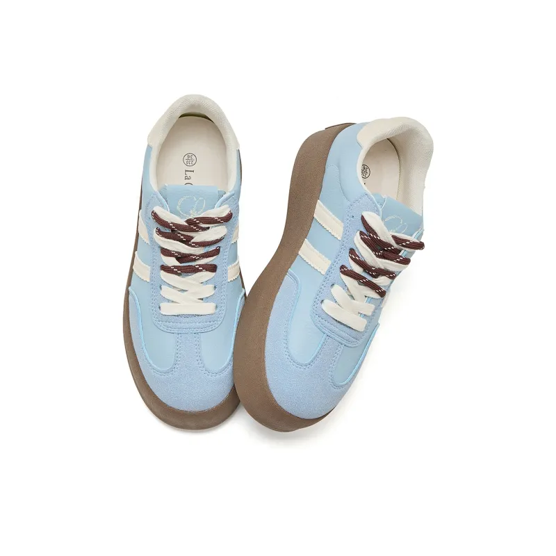 La Chapelle Anti Slip Wear Resistant Low Top Skateboard Shoes Women's Blue-2