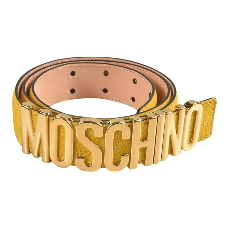 MOSCHINO Calfskin Leather Belts Women's Yellow Width 4.5CM-1