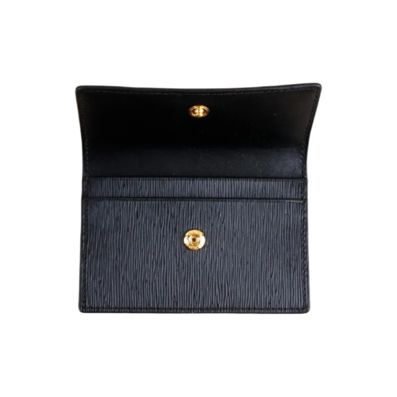 PRADA Cow Leather Card Holder Regular Unisex Black-5