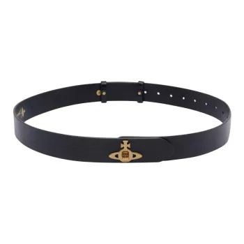 Vivienne Westwood Calfskin Leather Belts Women's Black 3.5CM