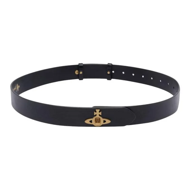 Vivienne Westwood Calfskin Leather Belts Women's Black 3.5CM-0