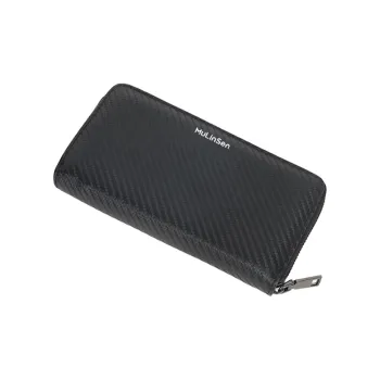 Mulinsen PU Wallet Regular Men's Carbon Fiber Texture/Plain Weave/Cross Grain