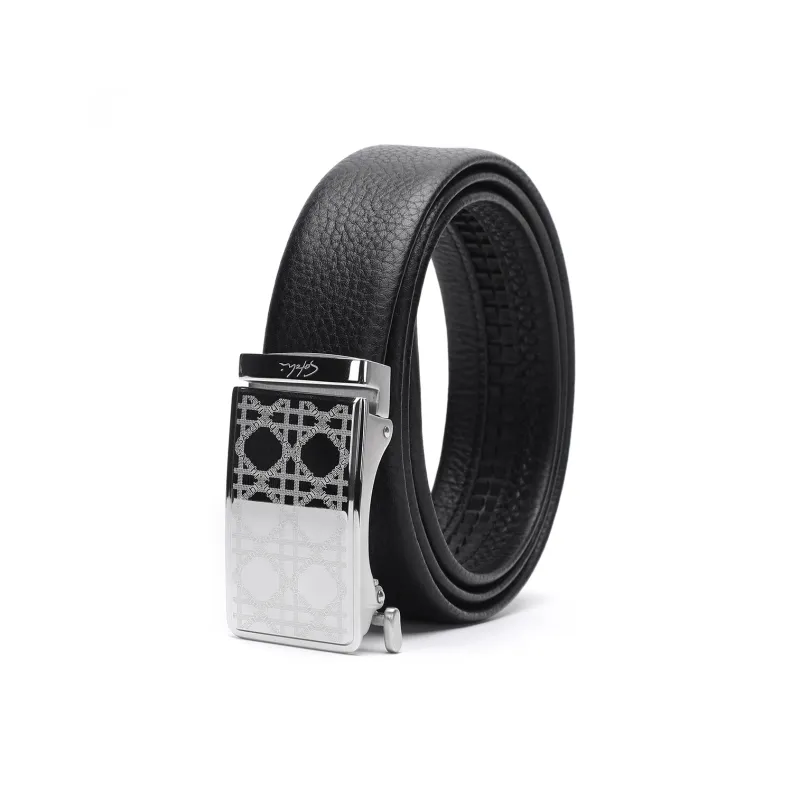 Satchi Cow Leather Belts Men's Black Width 3.45cm-1