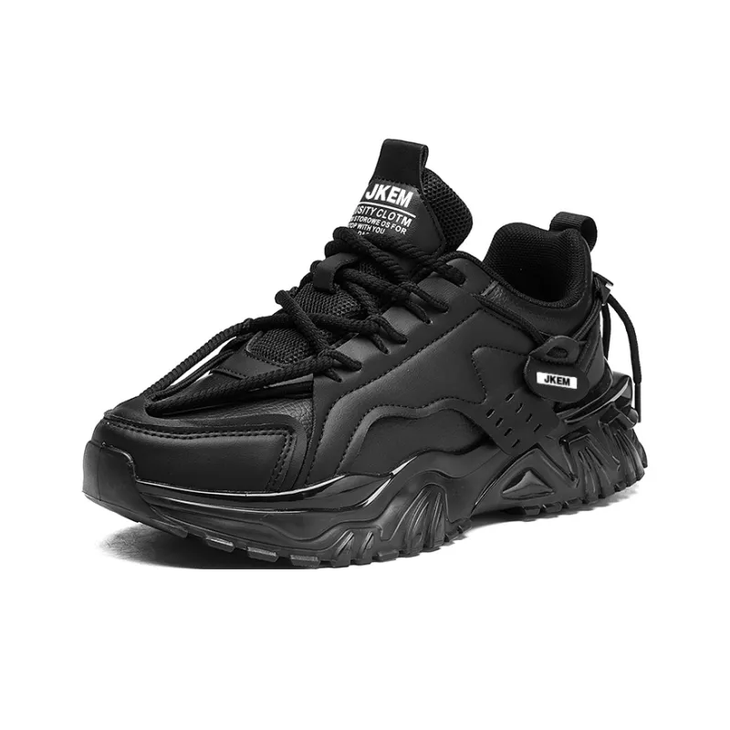 JKEM Shock Absorbers With Slip Resistant And Abrasion Resistant Properties Low Top Chunky Sneakers Men's Black-1