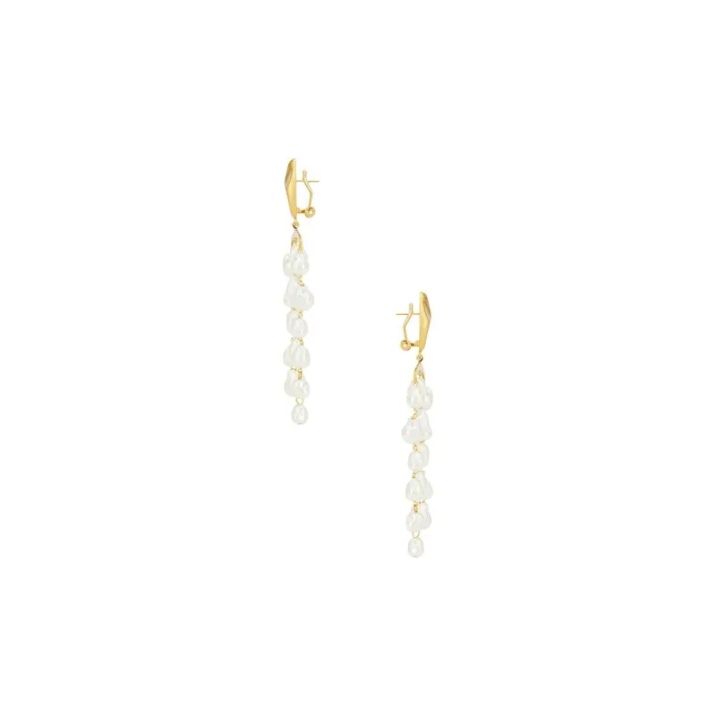 CULT GAIA Brass Plated, Metal, Glass, Pearl Earrings Unisex White-1