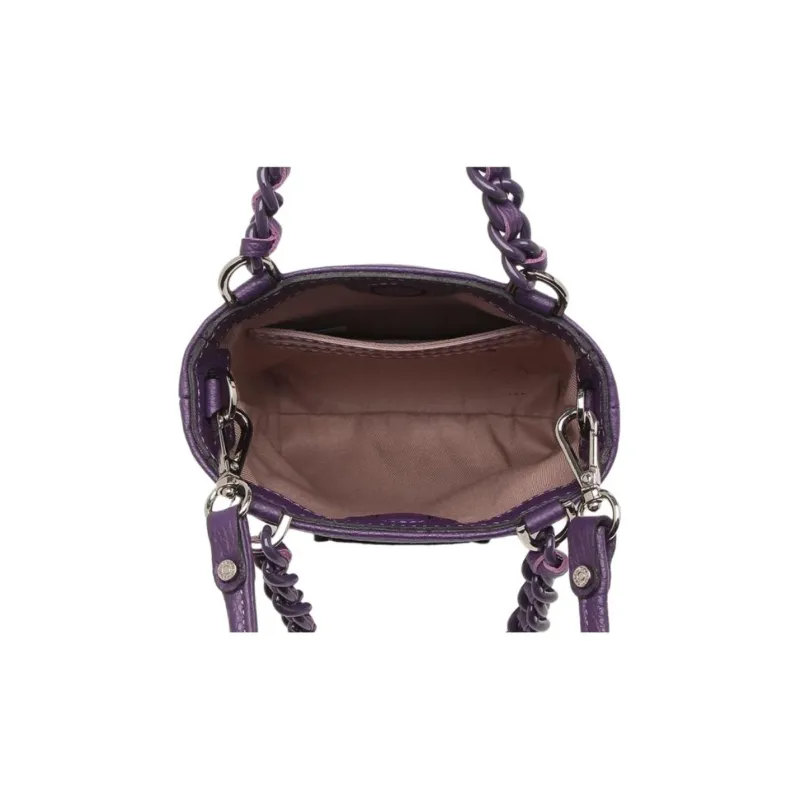 GIANNI CHIARINI Leather One Shoulder Handbag Women's Purple-4