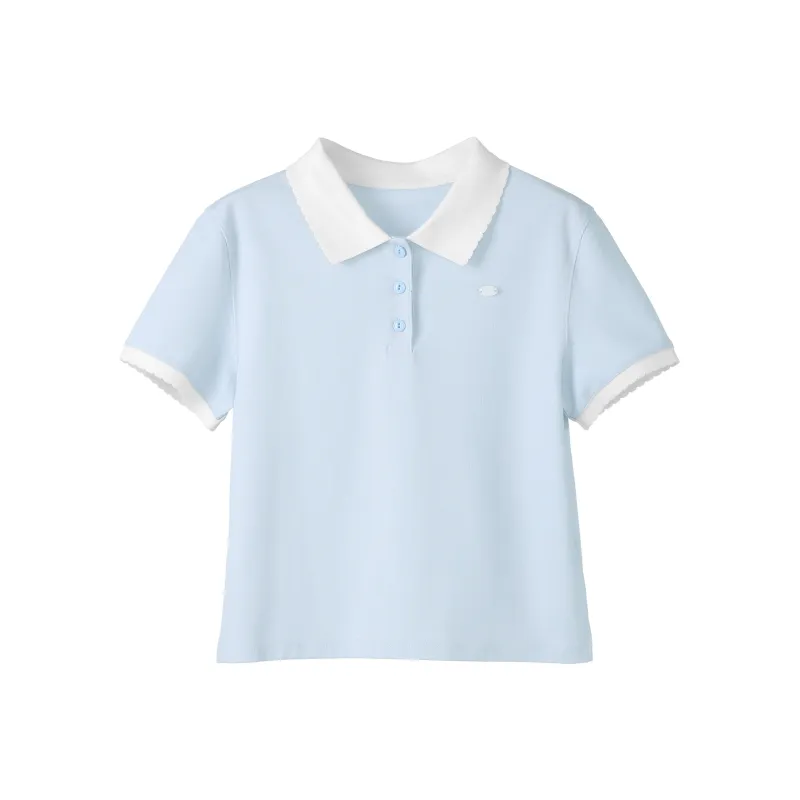 Fstudio Summer Petite Polo Neck Minimalist Outfit Short Sleeved T Shirts Women's-1