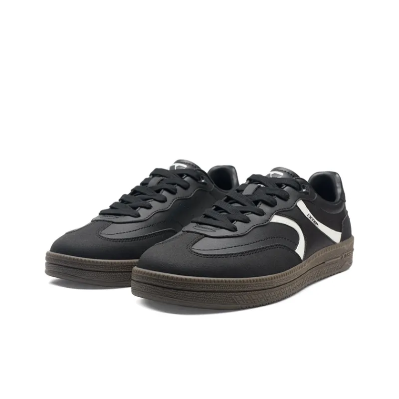 XTEP German Army Trainers Thin Sole T Trainers Lightweight Coverage Low Top Skateboard Shoes Men's Black White-2