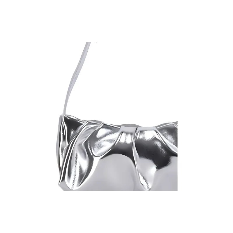 ALICE MARTHA Vegan Artificial Leather One Shoulder Handbag Mini Unisex Silver-3