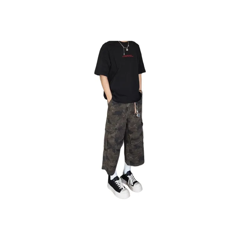 DUATOGE Denim Shorts Men Camouflage -0