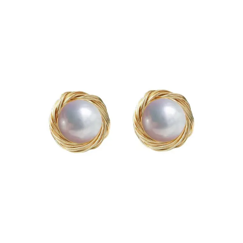 Andaozi Pearl Stud Earrings Women's-0