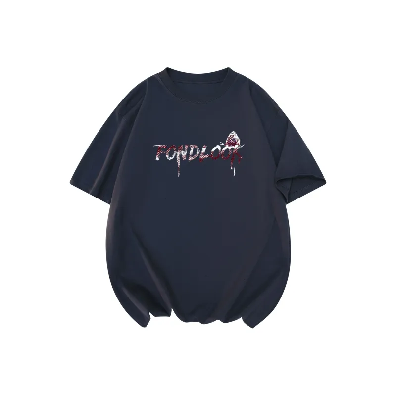 FONDLOOK T Shirts Unisex Navy Blue-1