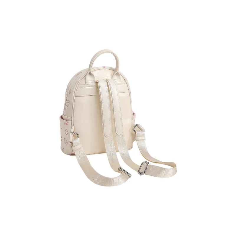 TOUTOU Hello Kitty Collaboration Hello Kitty Synthetic Leather Backpack Women's Cream White/Strawberry Pink-3