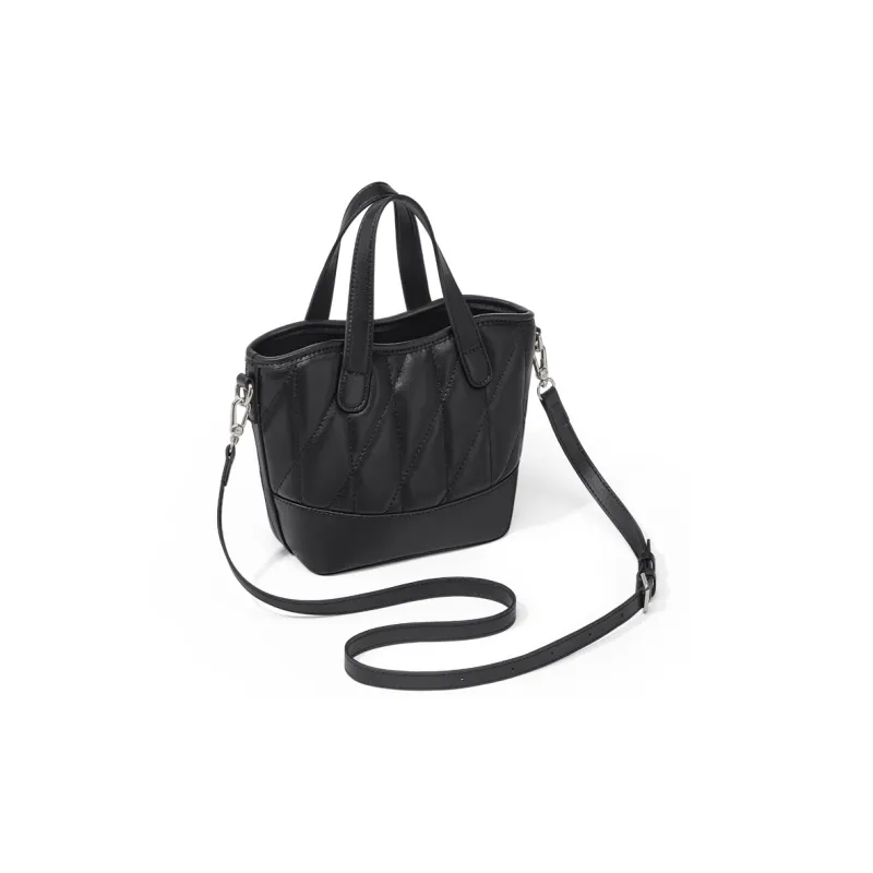 CinvaiKrose Synthetic Leather Basket Bag, Handbag, Shoulder Bag, Crossbody Bag, Bucket Bag Trumpets Women's Ecru/Black-7