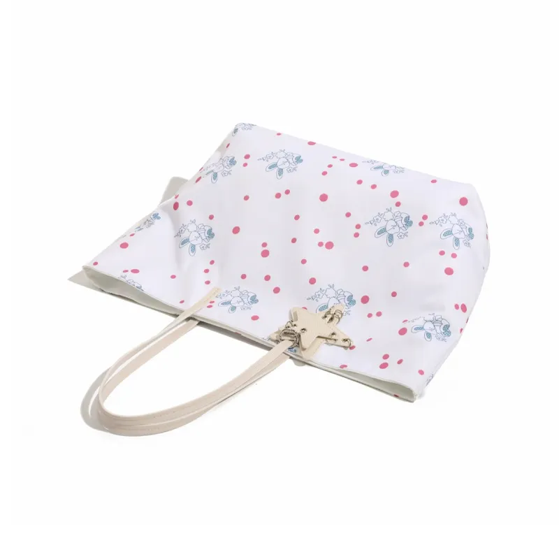 BOBDOG Fabric Tote One Shoulder Handbag Tubas Women's Ecru/Pink-2