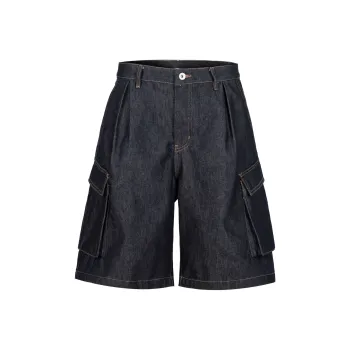 ORANGE DRAGON 2025 Summer Denim Shorts Unisex Dark Blue