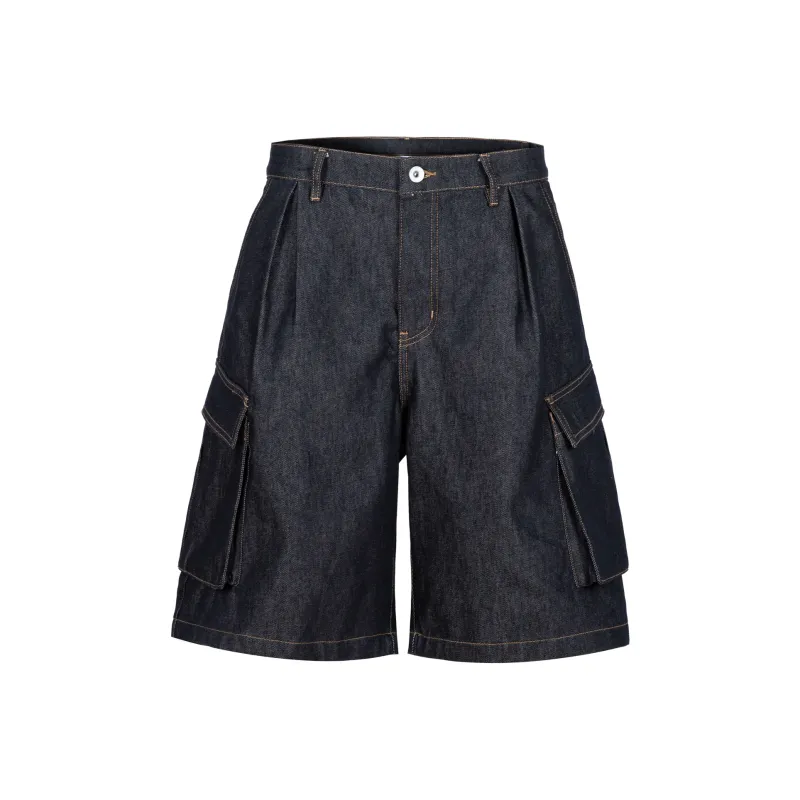 ORANGE DRAGON 2025 Summer Denim Shorts Unisex Dark Blue-0