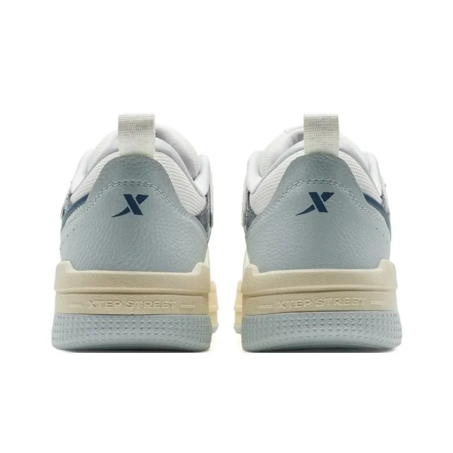 XTEP Reverse Skateboard Shoes Men Low Top Sail White/Gray Blue/Lunar Stone Gray-2