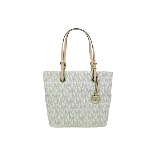 MICHAEL KORS Jet Set Artificial Leather Tote Bag, Shopping Bag, Handbag Medium Size Women's Vanilla White